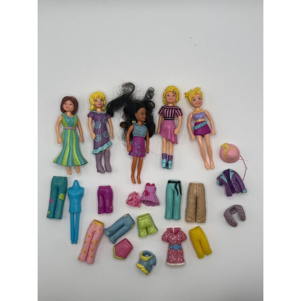 Vintage 2003 Polly Pocket Zippered Toy Collector Bag Accessories Doll Lot Mattel